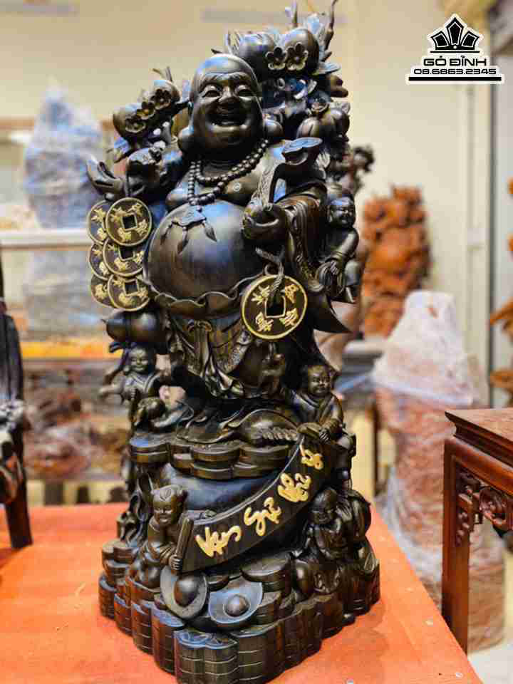 Tượng Phật Di Lặc Ngũ Phúc Gỗ Mun Hoa - mang đến sự sang trọng, quý phái