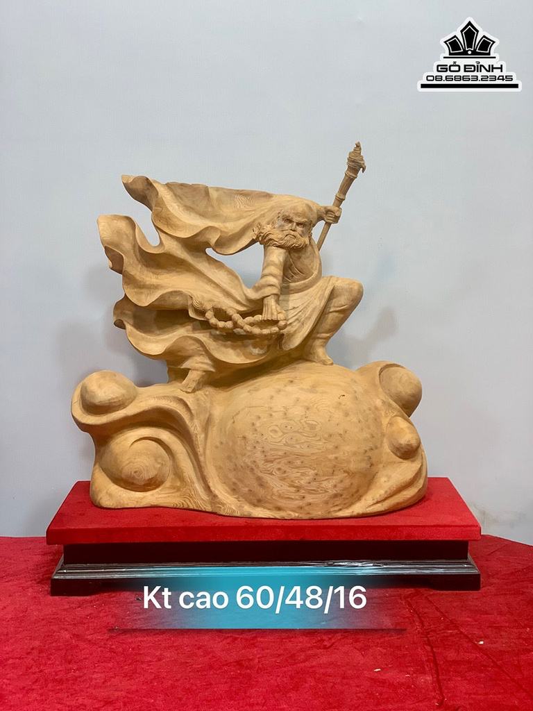 Tượng Đạt Ma Sư Tổ gỗ Xá Xị để mộc