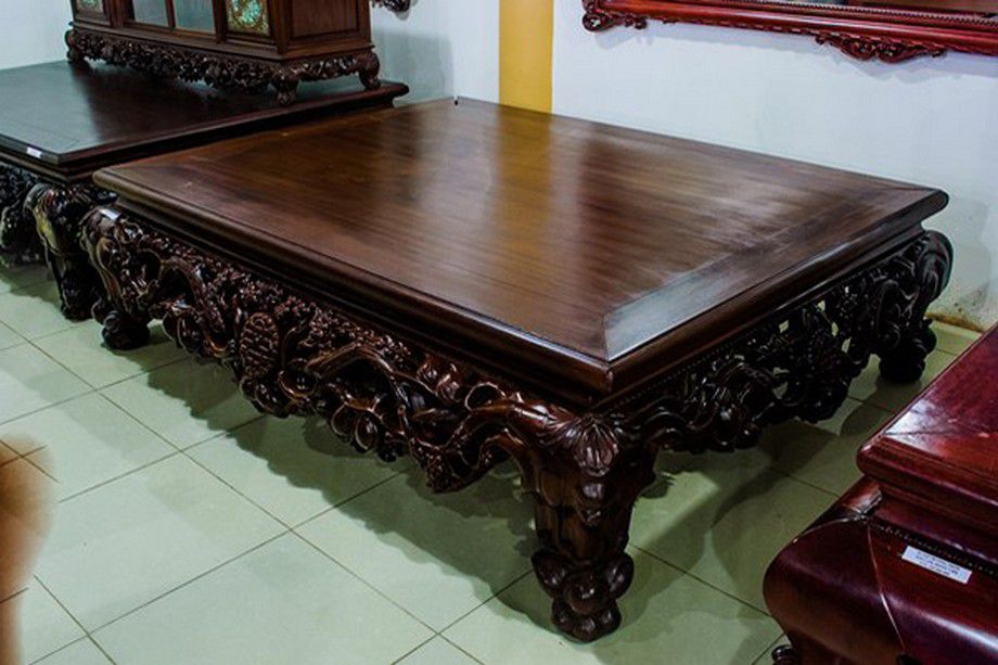 Sập Chạm Khắc Tấm Gỗ Gụ