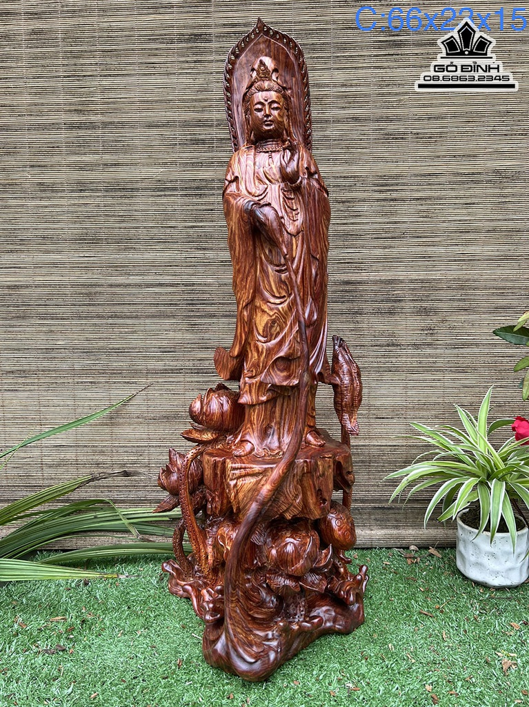 Tượng Phật Quan Âm gỗ cẩm cao