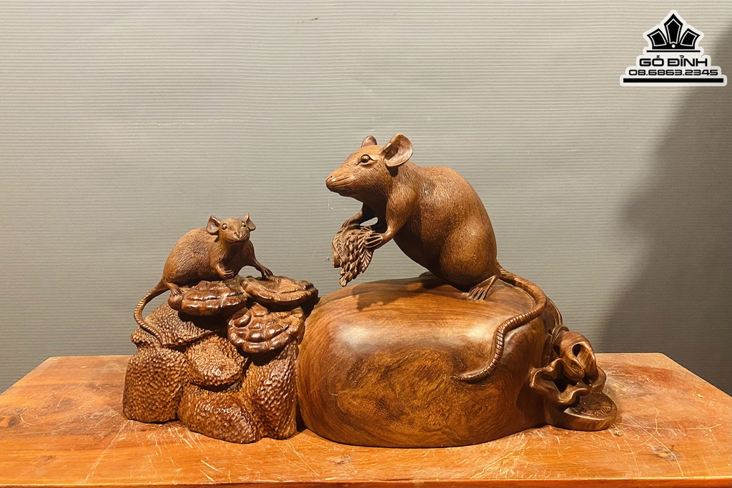 Tượng Chuột Phong Thuỷ Gỗ Cẩm