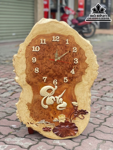 Đồng hồ chữ Phúc gỗ Nu Hương