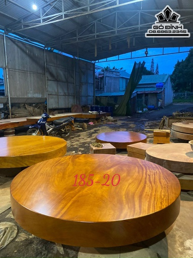 Mặt bàn tròn gỗ gõ đỏ