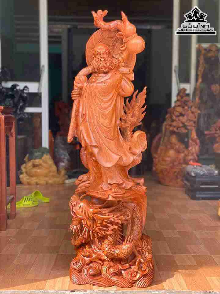 Tượng Đạt Ma Cưỡi Rồng Gỗ Hương