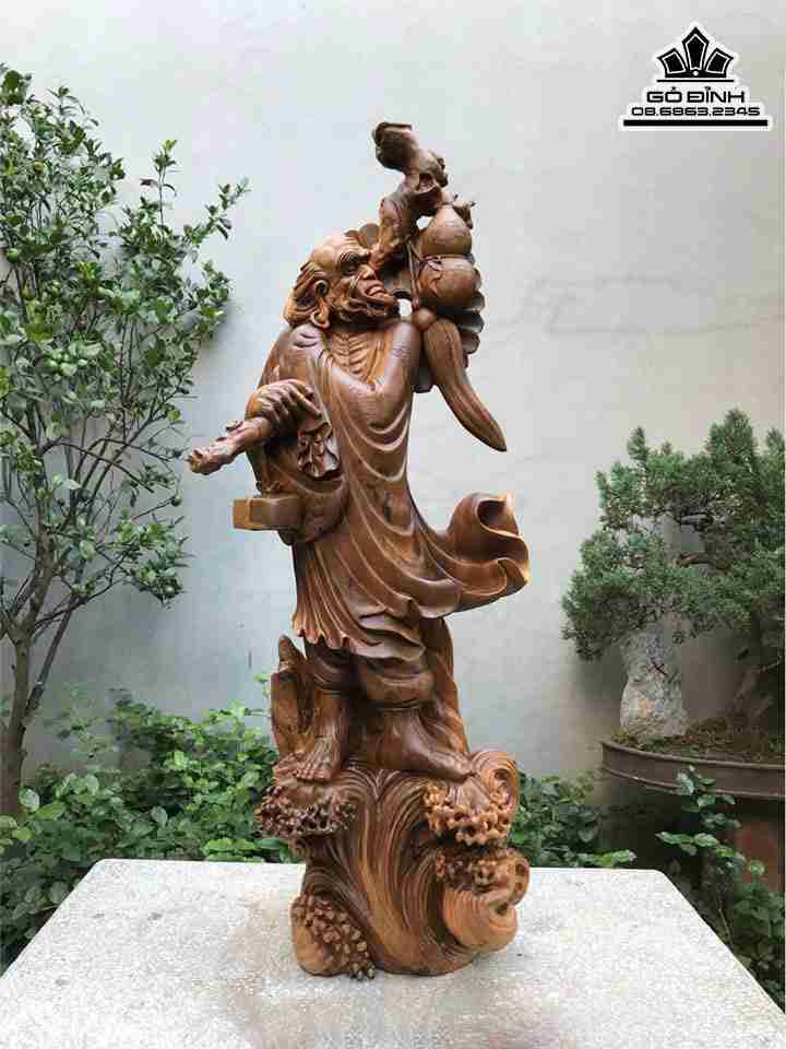 Tượng Đạt Ma Quá Hải Gỗ Bách Xanh