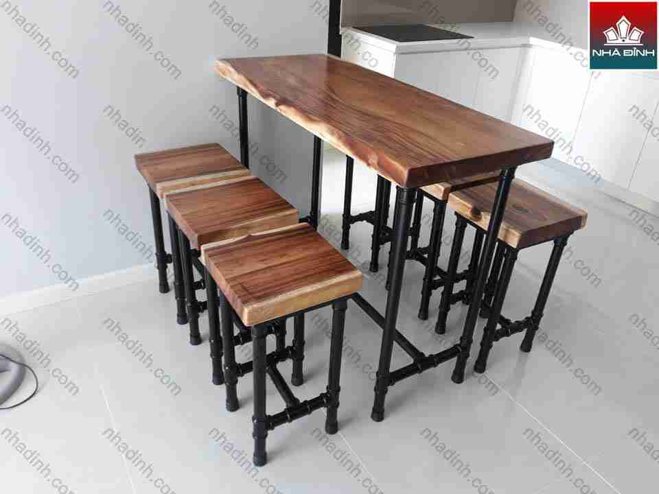 Bộ Bàn Cafe Ghế Gỗ Nguyên Tấm