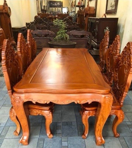 Bàn Ăn Gỗ Gõ Đỏ 6 Ghế Mang Tính Thẩm Mỹ Cao
