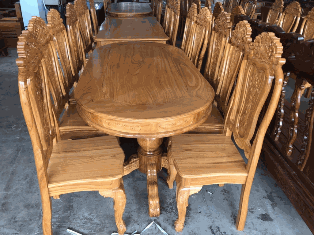 Bộ bàn ghế gỗ Gõ Đỏ 8 ghế