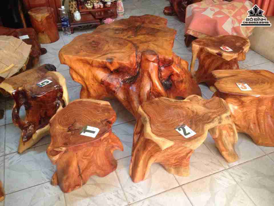 Bộ bàn ghế gốc cây gỗ Gõ Đỏ 