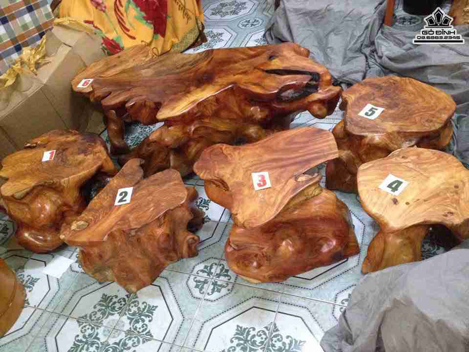 Bộ bàn ghế gốc cây gỗ nguyên khối