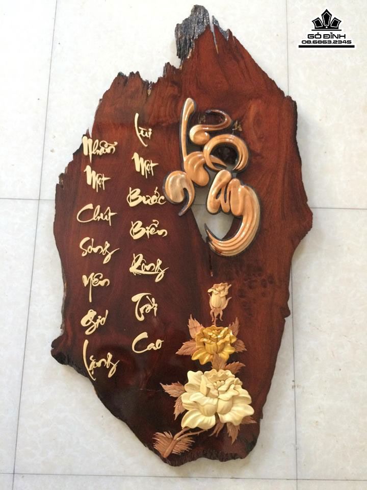 Tranh chữ Nhẫn gỗ Hương