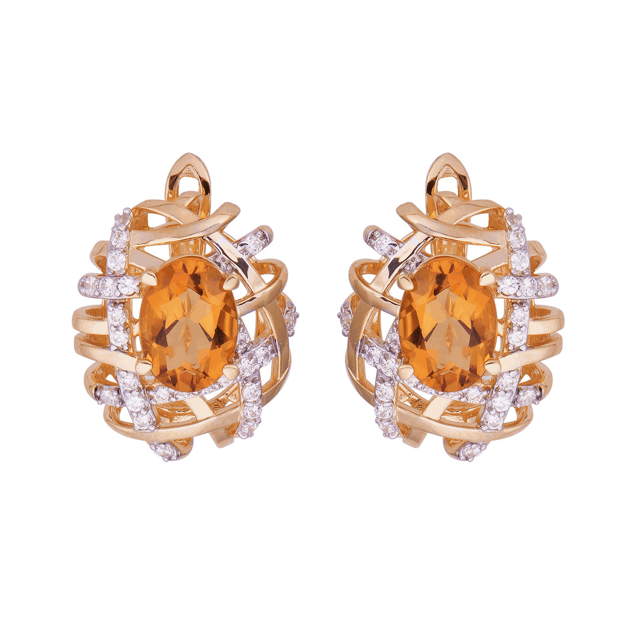 Bông tai đính đá Citrine