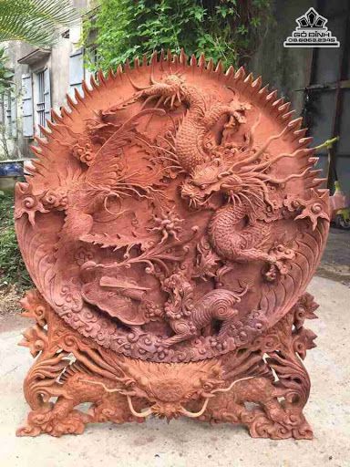 Đĩa Tứ Linh gỗ Hương Đĩa Tứ Linh gỗ Hương