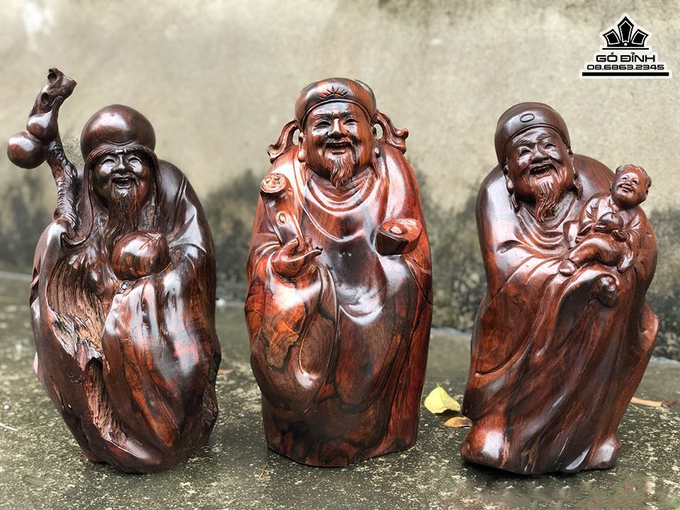 tượng gỗ Phúc Lộc Thọ gỗ Trắc