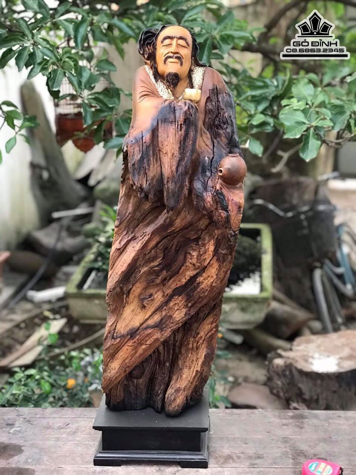Tượng Thần Trà Lục Vũ Gỗ Lũa Bách Xanh