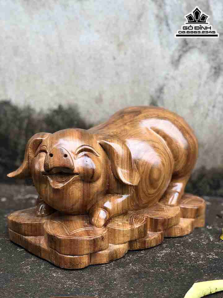 Tượng Heo Phú Quý gỗ Xá Xị (Gù Hương)