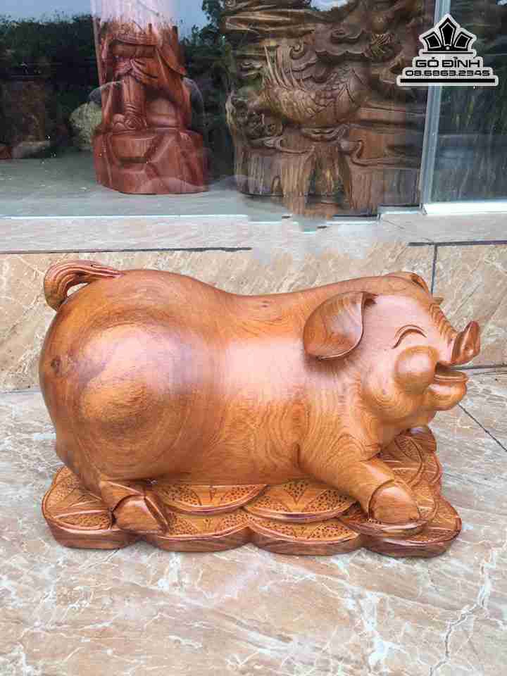 Tượng Heo Phú Quý Gỗ Hương 