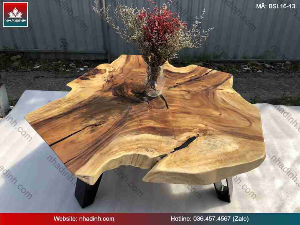 Bàn Sofa Gỗ Me Tây Nguyên Khối