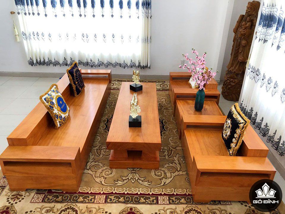 Bộ Sofa Phòng Khách Chữ H Gỗ Gõ Đỏ Nam Phi