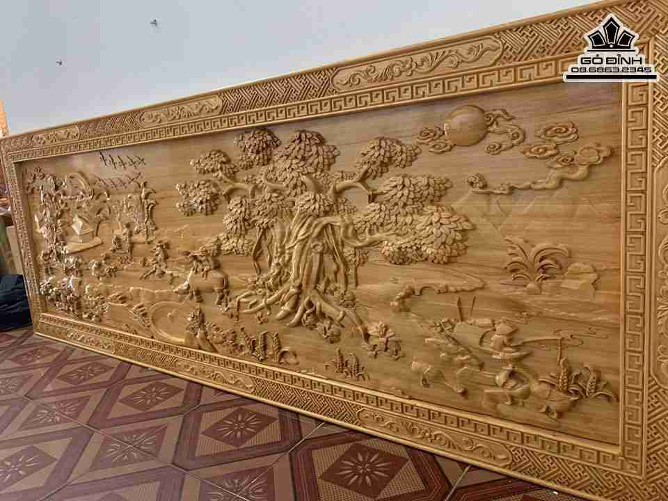 Tranh Đồng Quê Gỗ Pơ Mu 