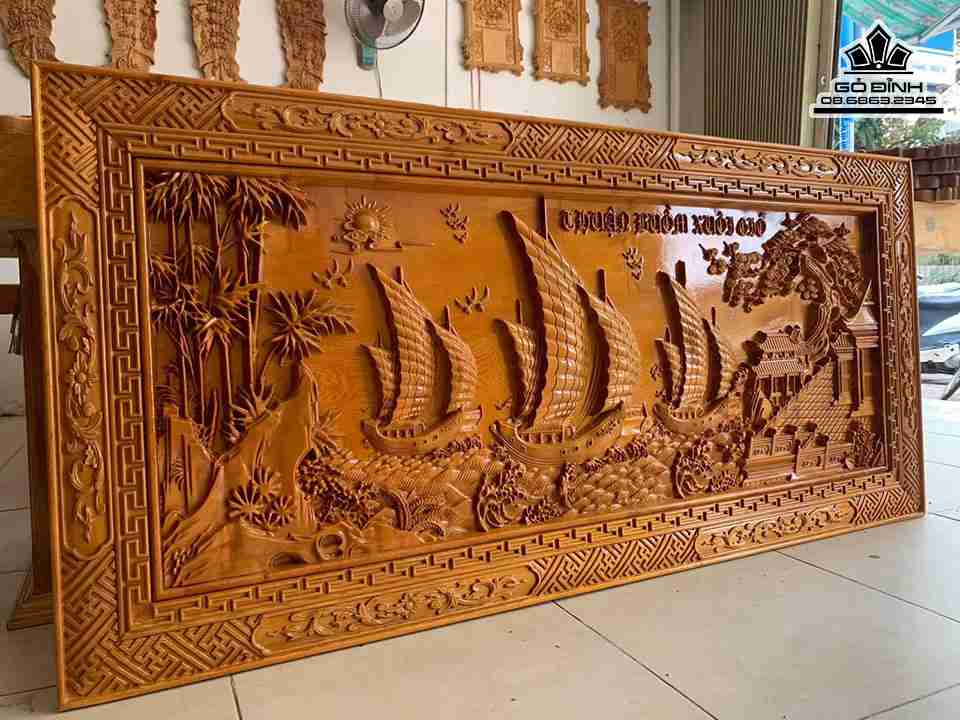 Tranh Thuận Buồm Xuôi Gió Gỗ Pơ Mu 