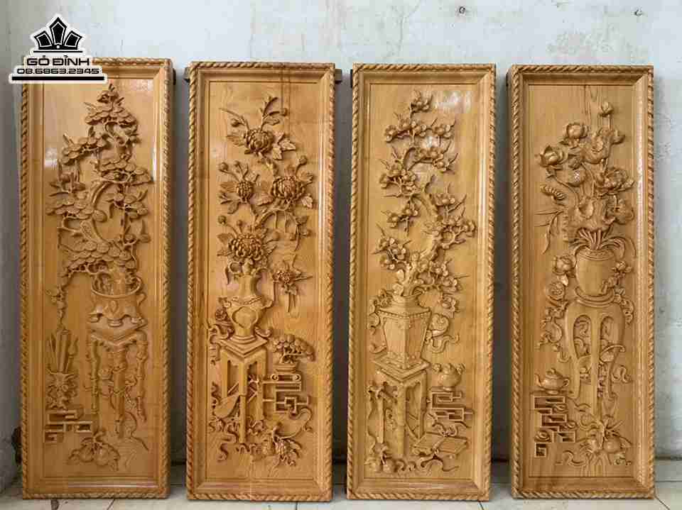 Tranh Tứ Bình Gỗ Pơ Mu 