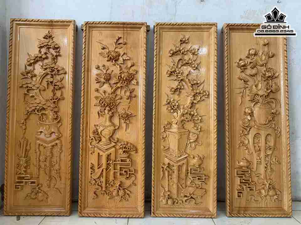 Tranh Tứ Bình Gỗ Pơ Mu 