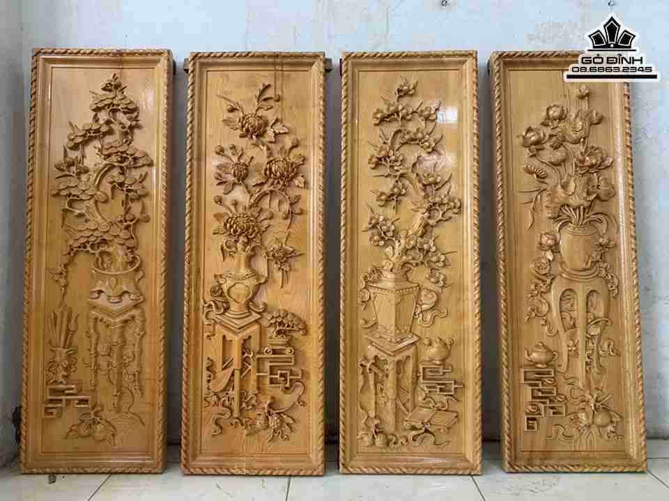 Tranh Tứ Bình Gỗ Pơ Mu 