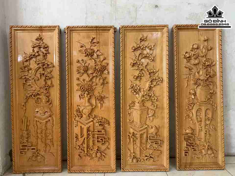 Tranh Tứ Bình Gỗ Pơ Mu 