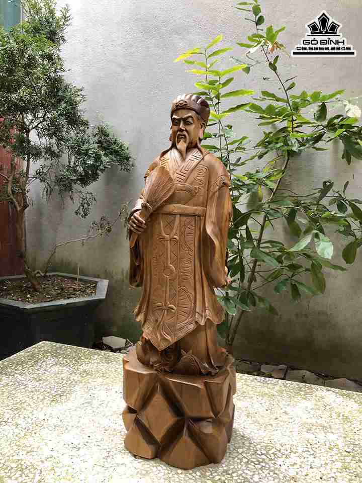 Tượng Gia Cát Lương (Khổng Minh) Gỗ Bách Xanh 5