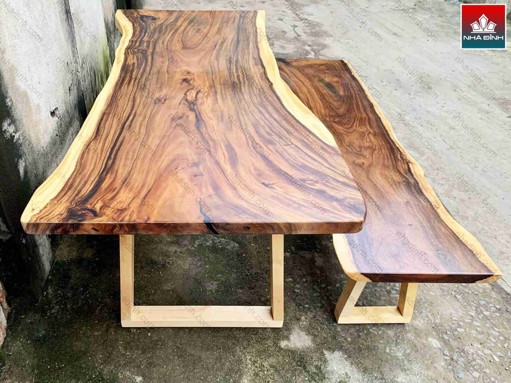 Bộ Bàn Gỗ Me Tây Dài 240 Rộng 80-90 1