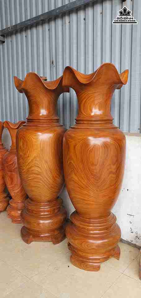 Cặp Lục Bình Gỗ Cẩm Vàng 