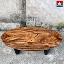 Bàn Sofa Hình Oval Gỗ Me Tây Cao 45 Dài 127 Rộng 60 (cm)