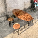 Bộ Bàn Ghế Hình Oval Gỗ Me Tây Cao 75-43  Dài 120 Rộng 60 (cm) 1