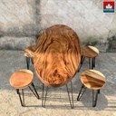 Bộ Bàn Ghế Hình Oval Gỗ Me Tây Cao 75-43  Dài 120 Rộng 60 (cm)