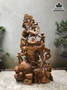 Tượng Phật Di Lặc Vác Cành Đào Gỗ Xá Xị (Gù Hương) Cao 92 Ngang 52 Sâu 25 (cm)