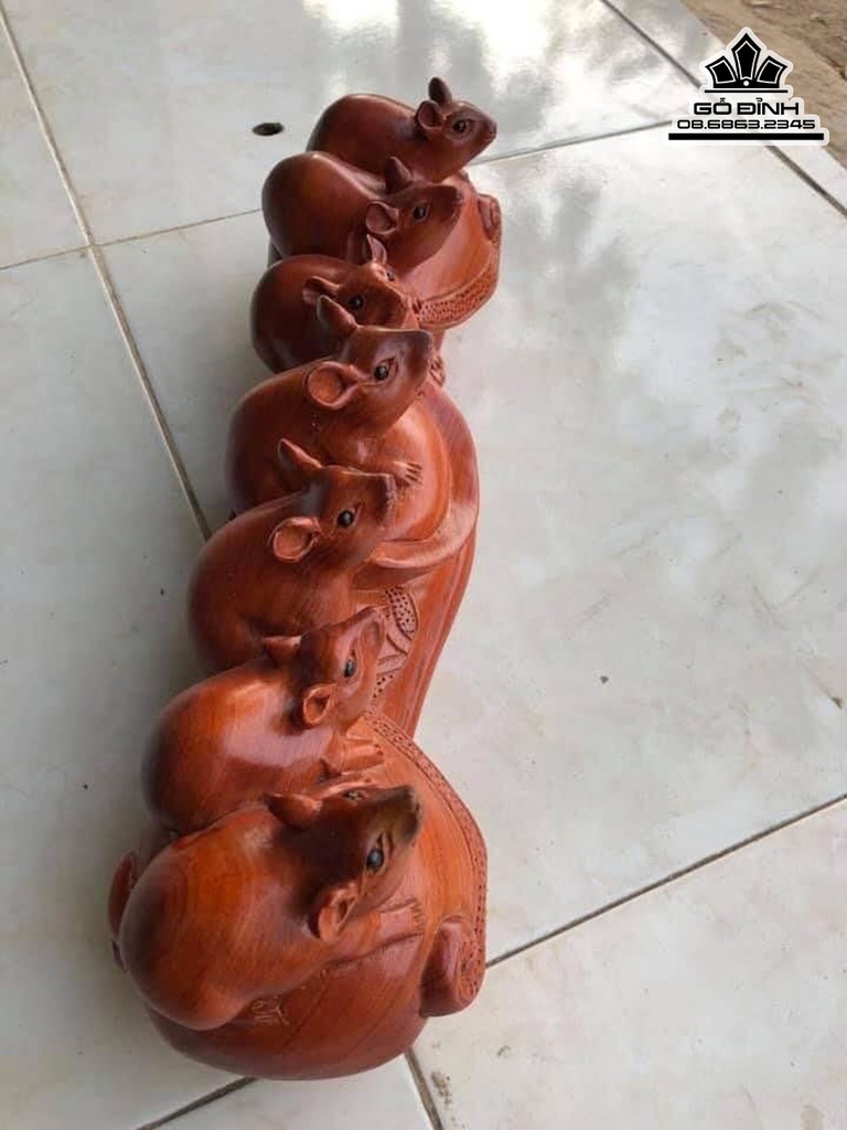 Gia Đình Chuột Gỗ Hương Việt Cao 14 Ngang 50 Sâu 14 (cm) 1