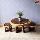 Bộ Bàn Trà 2 Ghế Gỗ Me Tây Đường Kính 70-80 (cm) 2