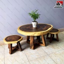 Bộ Bàn Trà 2 Ghế Gỗ Me Tây Đường Kính 70-80 (cm) 3