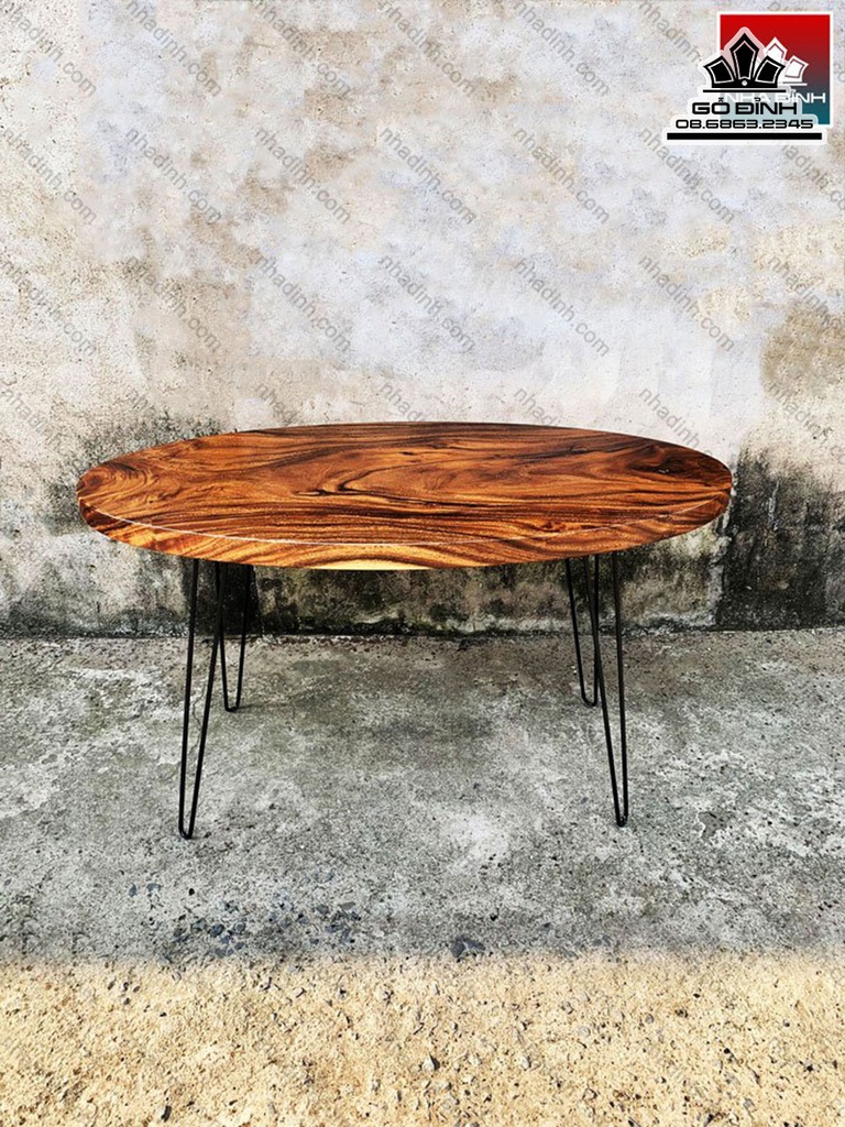 Bàn Làm Việc Hình Oval Gỗ Me Tây Cao 75 Dài 120 Rộng 60 (cm) 0