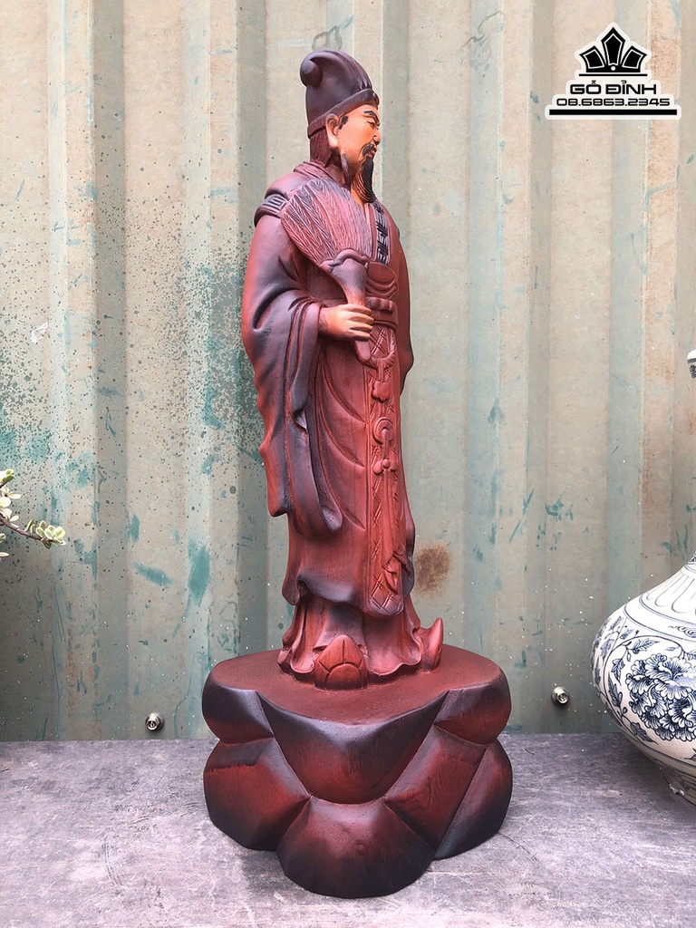 Tượng Gia Cát Lượng Gỗ Hương Cao 41 Ngang 13 Sâu 13 (cm) 0