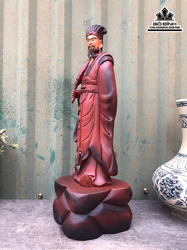Tượng Gia Cát Lượng Gỗ Hương Cao 41 Ngang 13 Sâu 13 (cm) 2