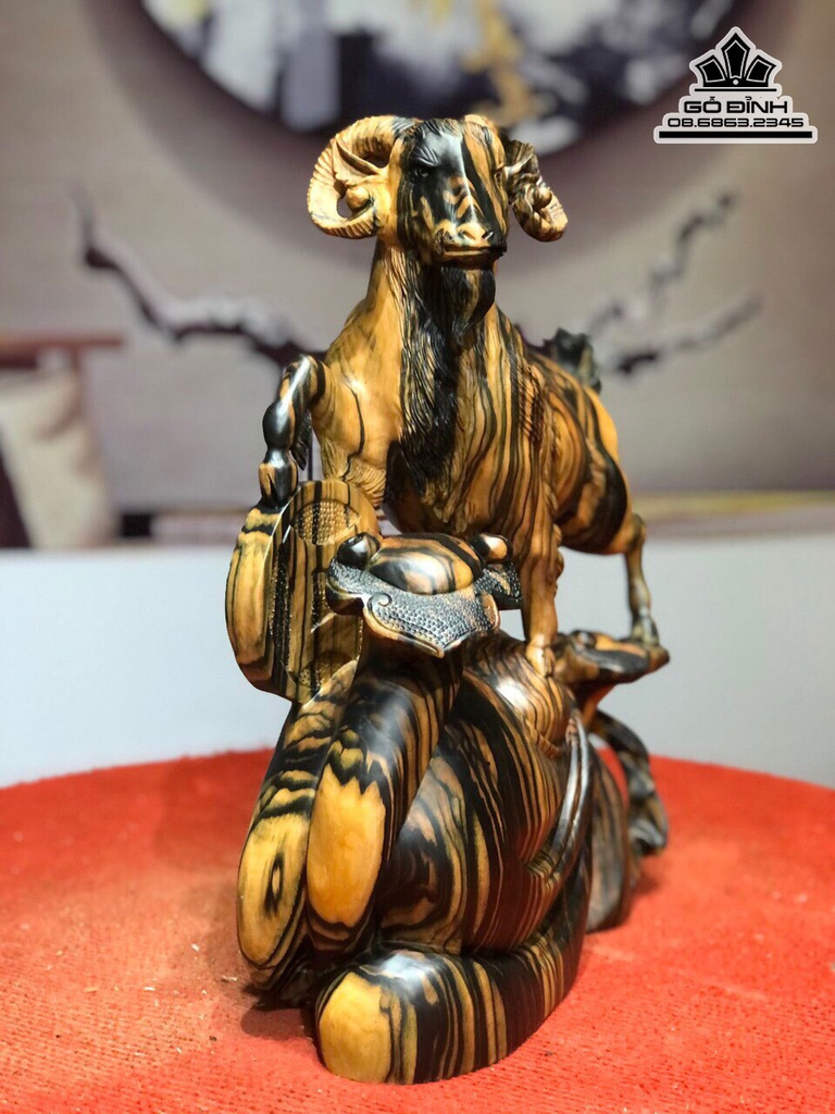 Tượng Dê Phong Thủy Gỗ Mun Cao 40 Ngang 29 Sâu 12 (cm) 0