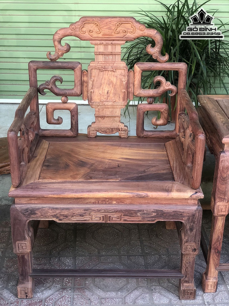 Bộ Bàn Ghế Triện Móc Gỗ Cẩm Việt Bàn Cao 97-67-52 Ghế Cao 69-38-48 (cm) 2