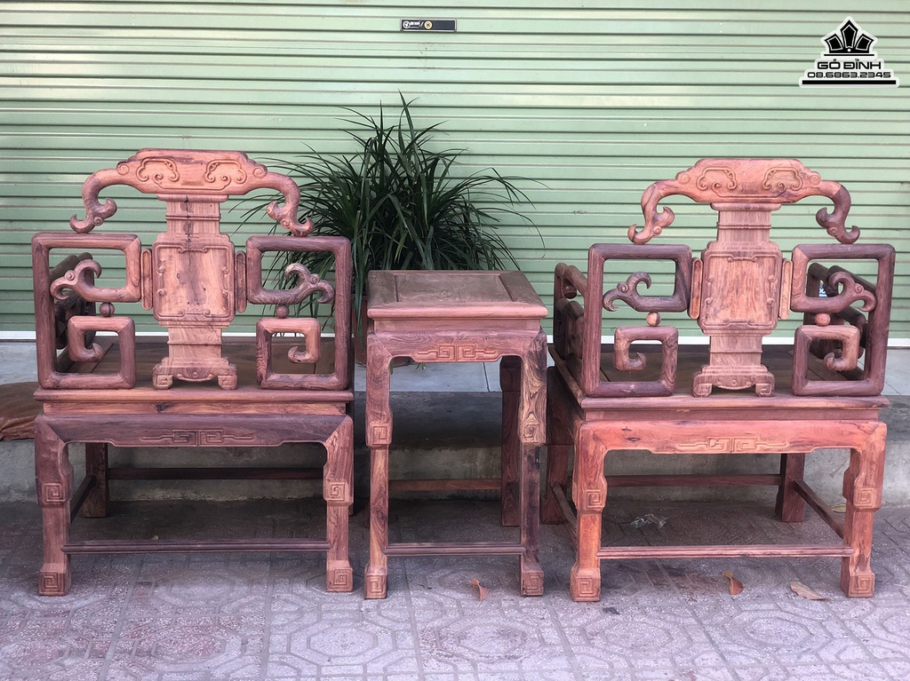 Bộ Bàn Ghế Triện Móc Gỗ Cẩm Việt Bàn Cao 97-67-52 Ghế Cao 69-38-48 (cm)5