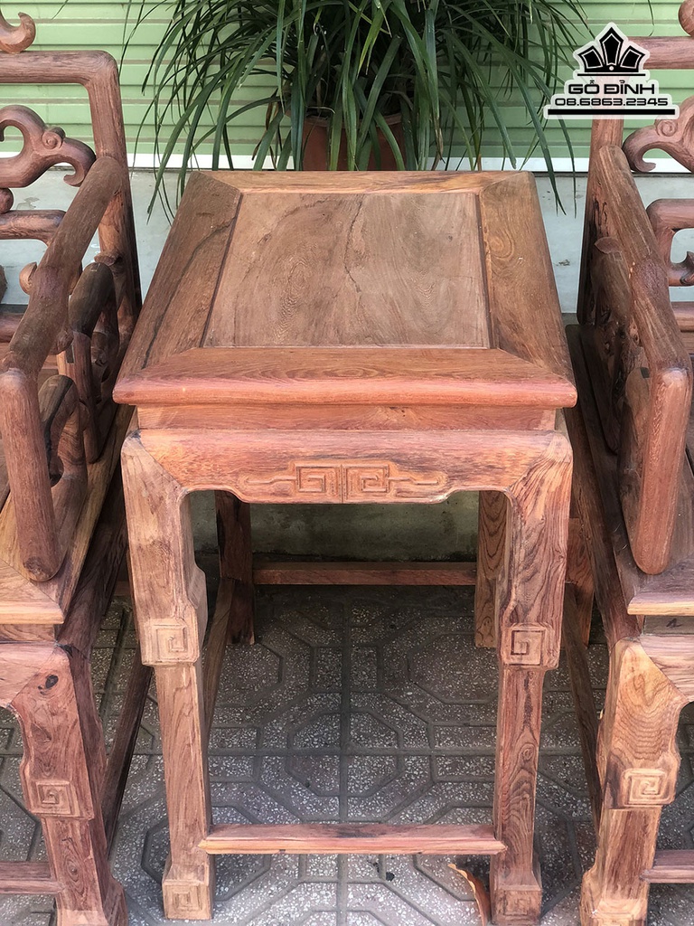 Bộ Bàn Ghế Triện Móc Gỗ Cẩm Việt Bàn Cao 97-67-52 Ghế Cao 69-38-48 (cm) 9