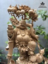 Tượng Phật Di Lặc Vác Cành Đào Gỗ Ngọc Am Cao 72 Ngang 36 Sâu 20 (cm) 2