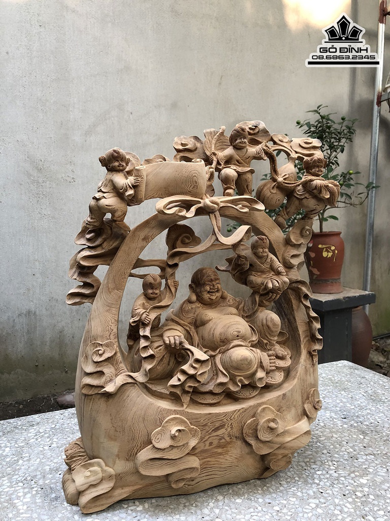Tượng Phật Di Lặc Gỗ Ngọc Am Cao 57 ngang 45 Sâu 20 (cm) 0