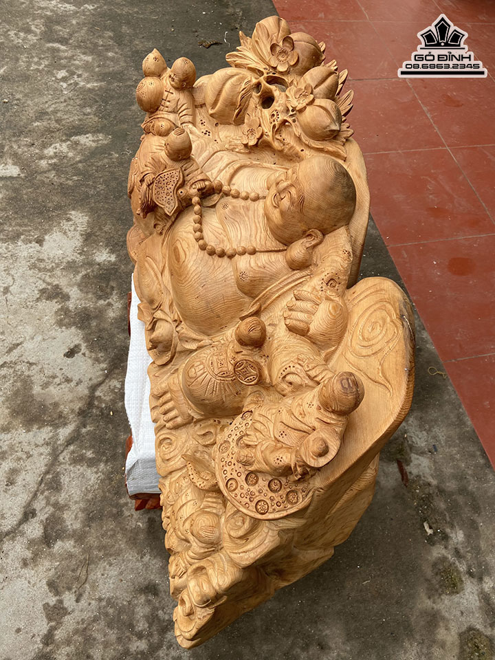 Tượng Phật Di Lặc Gỗ Ngọc Am Cao 38 Ngang 92 Sâu 38 (cm) 0