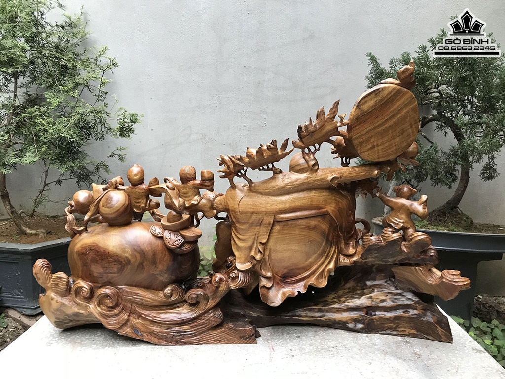 Tượng Phật Di Lặc Ngũ Phúc Gỗ Hương Cao 71 Ngang 110 Sâu 34 (cm) 3